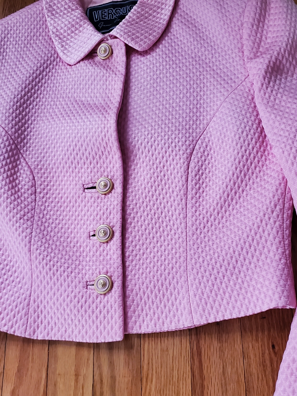 Versus GIANNI VERSAGE  Pink Textured Button-Front Women's Jacket womens Sz 28